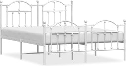 vidaXL - Bedframe - met - hoofd- - en - voeteneinde - metaal - wit - 150x200 - cm