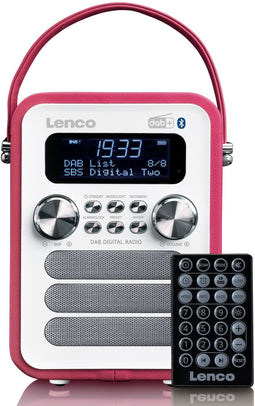 Lenco PDR-051 - DAB+/FM Radio - Bluetooth en Oplaadbare Accu - Roze/Wit