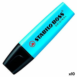 STABILO BOSS ORIGINAL - Markeerstift - Hoogste Kwaliteit - Blauw - Doos Met 10 Stuks