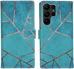 iMoshion Hoesje Geschikt voor Samsung Galaxy S23 Ultra Hoesje Met Pasjeshouder - iMoshion Design Softcase Bookcase - Blauw / Blue Graphic