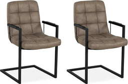 MX Sofa Stoel Aaron met armleuning en freeswing onderstel kleur Taupe - set van 2 stoelen