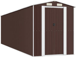 vidaXL - Tuinschuur - 192x689x223 - cm - gegalvaniseerd - staal - donkerbruin