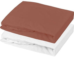 P'TIT DODO - Hoeslaken ALL IN ONE - Waterdicht en ademend - 70 x 140 cm - Wit/Terracotta