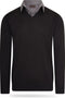 Cappuccino Italia Mock Pullover - Heren Trui met Overhemdkraag - Zwart - Maat XL