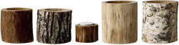 Bloomingville - Set van 5 kaarshouders - Natuurlijke uitstraling hout (5 stuks)