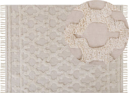 SULUOVA - Laagpolig vloerkleed - Beige - 160 x 230 cm - Katoen