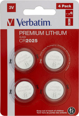 Verbatim CR2025 - Lithiumbatterij Knoopcel 3V 2,5mm - Zilver (4x)