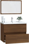 vidaXL - 2-delige - Badkamermeubelset - bewerkt - hout - bruin - eikenkleur
