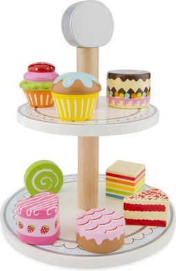 New Classic Toys® Houten Etagère - Speelgoed Gebakjes - Inclusief 8 Houten Cakjes (8 stuks)