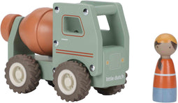 Little Dutch LD2529 - Houten Betonwagen - Inclusief bouwvakker - Groen