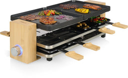 Princess 162918 - Raclette - 8 personen - 1300W - Bamboe - 2 meter snoer (8 pannetjes)