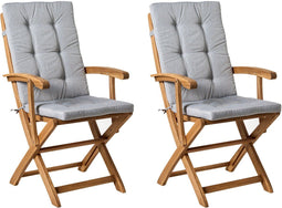 Set van 2 stoelen met zitkussen MAUI PREMIUM Acaciahout Grijs