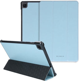 Selencia Tablet Hoes Geschikt voor Samsung Galaxy Tab S6 Lite (2022) / Tab S6 Lite - Selencia Nuria Vegan Lederen Trifold Bookcase - Blauw