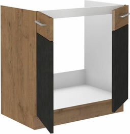 ROCK onderbouwmeubel - Melamine met lancelot eiken en matera grijs decor - 1 deur - L80 x H82 cm