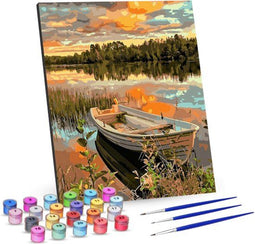 Rubye® Schilderen op Nummer - Bootje - Compleet Pakket met Acrylverf en Kwastjes - 40x50cm