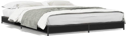 vidaXL - Bedframe - bewerkt - hout - metaal - zwart - 150x200 - cm