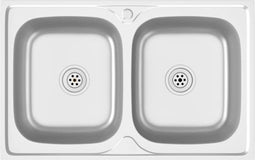 vidaXL - Gootsteen - dubbele - bakken - 800x500x155 - mm - roestvrij - staal - zilver