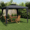 vidaXL - Prieel - met - dubbel - dak - 2,98x2,98 - m - staal - antracietkleurig