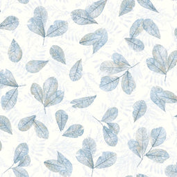 Noordwand - Behang - Evergreen - Leaves - wit - en - blauw