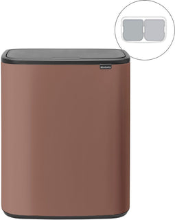 Brabantia Bo Touch Bin - Prullenbak - 2 x 30 liter - Afvalscheiding - Satin Taupe (2 stuks)