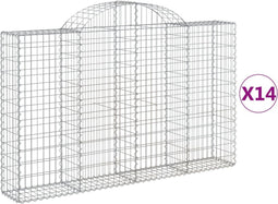 vidaXL - Schanskorven - 14 - st - gewelfd - 200x30x120/140 - cm - ijzer