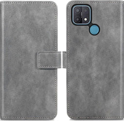 iMoshion Hoesje Geschikt voor Oppo A15 Hoesje Met Pasjeshouder - iMoshion Luxe Bookcase - Grijs