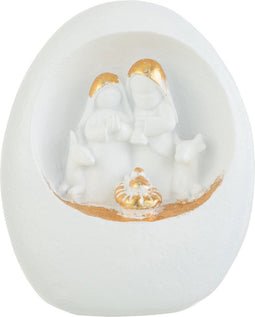 J-Line decoratie Kerststal In Steen - wit/goud - large