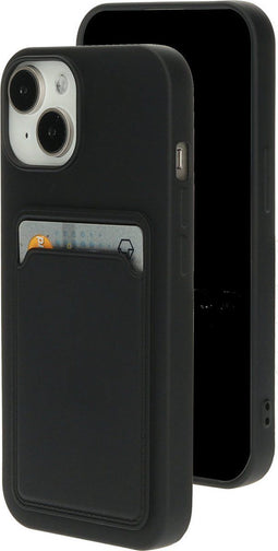 Apple iPhone 15 - Back Cover - Schokabsorberend TPU met Kaarthouder - Zwart