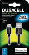 Duracell USB5022A - USB naar Lightning-kabel - 2m 5V/3A 480 Mbps - Zwart