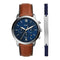 Fossil Neutra Chrono FS5708SET - Heren Horloge 44 mm - Roestvrij Staal met Donkerblauwe Wijzerplaat en Extra Armband