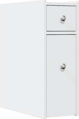 vidaXL - Badkamerkast - smal - met - wielen - bewerkt - hout - wit