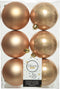 Decoris Kerstballen - 6x st - toffee bruin - D8 cm - kunststof - mat/glans - kerstversiering