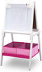 Delta Children TE87600GN-130 Houten Dubbelzijdig Krijtbord/Whiteboard met Papierrol - Wit/Roze - Inclusief Opbergmanden - Geschikt voor Kinderen vanaf 2 Jaar
