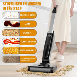 Draadloze Stofzuiger - 2-in-1 Draadloze Nat en Droog Stofzuiger - 1500Pa Zuigkracht LED-Scherm