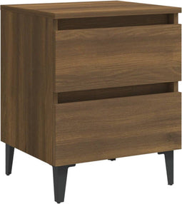 vidaXL - Nachtkastje - met - metalen - poten - 40x35x50 - cm - bruin - eikenkleur