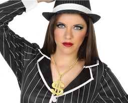 Toppers - Gouden bling bling ketting dollar teken voor rapper/pimp kostuum - Carnaval verkleed accessoires - sieraden