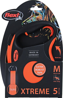 Flexi XTREME - Rollijn Hondenriem - Tape - M - 5 m - Orange - Middelgrote Actieve Honden
