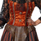dressforfun Steampunk gravin - Kostuum XXL - Jurk met lange mouwen en meerlaagse rok - Bruin mix