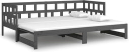 vidaXL - Slaapbank - uitschuifbaar - massief - grenenhout - grijs - 2x(90x200) - cm