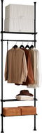 SoBuy KLS07-SCH - Telescoop Kledingrek - Verstelbaar B(52-80) x H(233-295) cm - Zwart