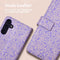 iMoshion Hoesje Geschikt voor Samsung Galaxy A14 (5G) / A14 (4G) Hoesje Met Pasjeshouder - iMoshion Design Bookcase smartphone - Meerkleurig / Purple White Flowers