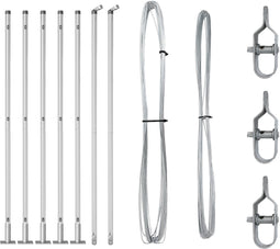 vidaXL - Fencepalen - met - Basisplaten - 7 - stuks - Ø32mm - 88,5cm - Gegalvaniseerd - Staal