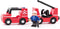 Woody - Brandweerwagentrein - Inclusief brandweerfiguur en brandslang - Rood (2 stuks)