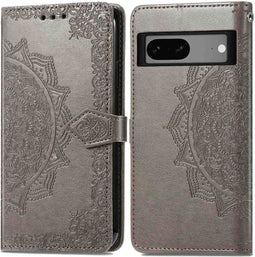 imoshion Hoesje Geschikt voor Google Pixel 7a Hoesje Met Pasjeshouder - imoshion Mandala Bookcase - Grijs