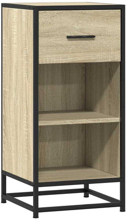 vidaXL - Dressoir - 35,5x35x76 - cm - bewerkt - hout - en - metaal - sonoma - eikenkleur