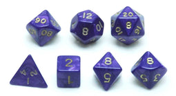 Dobbelsteen Set 7 as.Paars marmer/parel.