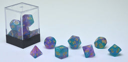 Dobbelstenen Stardust Aqua/Paars 7set brick