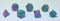 Dobbelstenen Stardust Aqua/Paars 7set brick