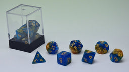 Dobbelstenen Stardust Goud/Blauw 7set
