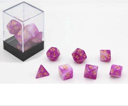 Dobbelstenen Stardust Paars/Wit 7set